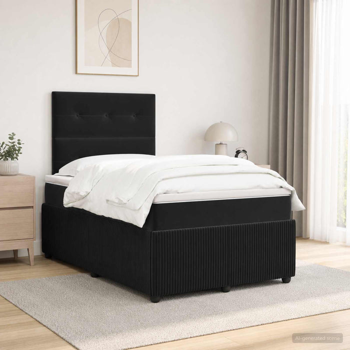 Pat cu arcuri LED și saltea Negru 120 x 200 cm Catifea WALTI