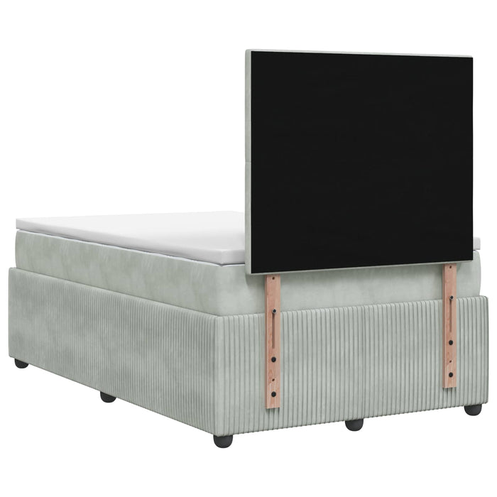 Pat cu arcuri LED și saltea Gri deschis 120 x 200 cm Catifea WALTI