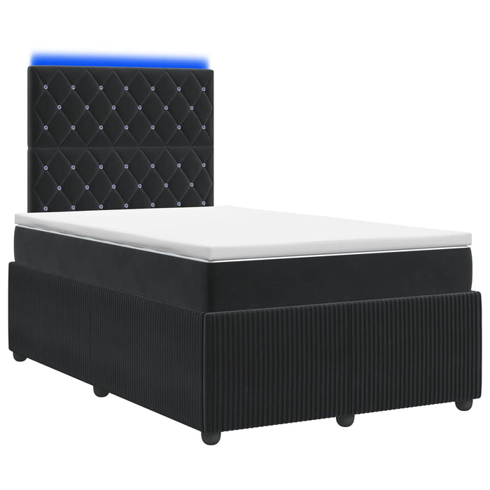 Pat cu arcuri LED și saltea Negru 120 x 200 cm Catifea WALTI