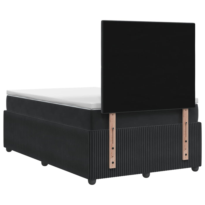 Pat cu arcuri LED și saltea Negru 120 x 200 cm Catifea WALTI