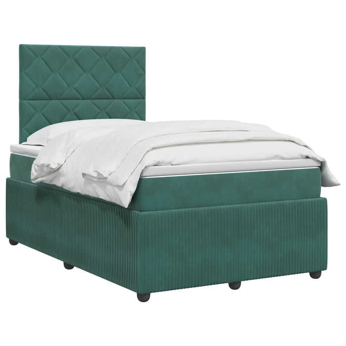 Pat cu arcuri LED și saltea Verde închis 120 x 200 cm Catifea WALTI