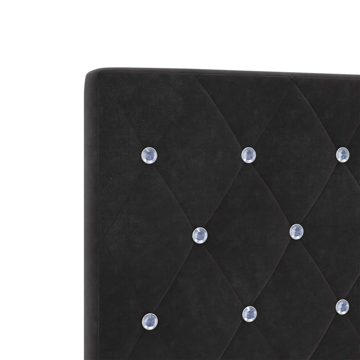 Pat cu arcuri LED și saltea Negru 140 x 190 cm Catifea WALTI