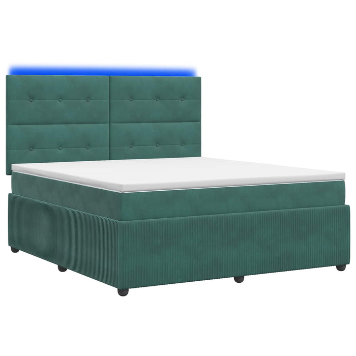 Pat cu arcuri LED și saltea Verde închis 160 x 200 cm Catifea - WALTI WALTI