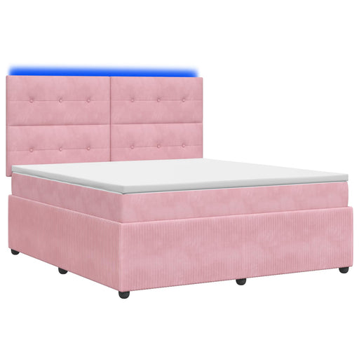 Pat cu arcuri LED și saltea Roz 160 x 200 cm Catifea - WALTI WALTI