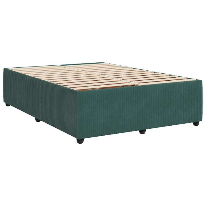 Pat cu arcuri LED și saltea Verde închis 160 x 200 cm Catifea WALTI
