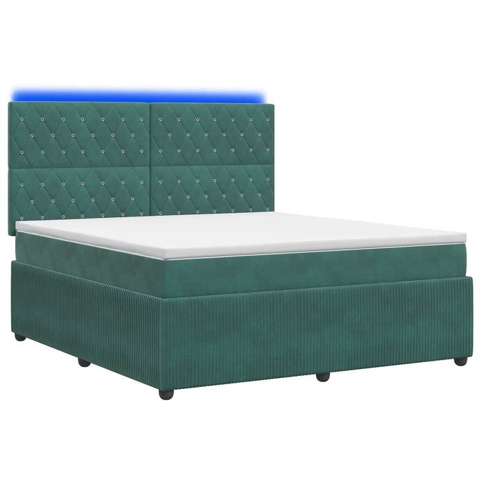 Pat cu arcuri LED și saltea Verde închis 180 x 200 cm Catifea WALTI