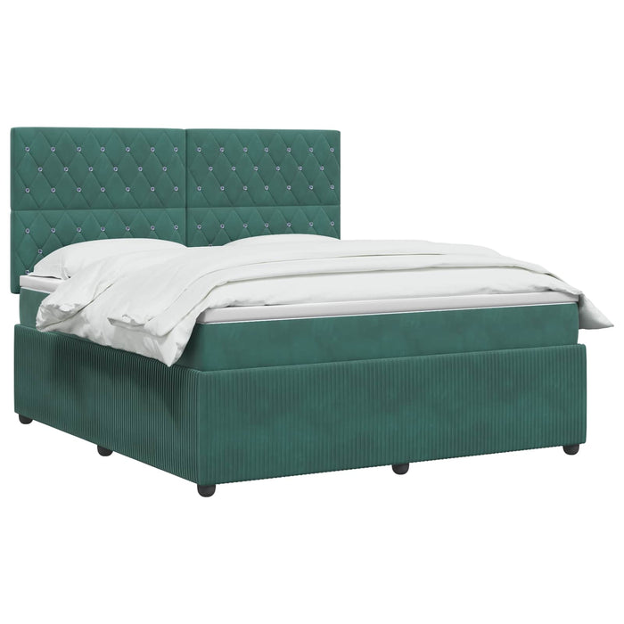Pat cu arcuri LED și saltea Verde închis 180 x 200 cm Catifea WALTI