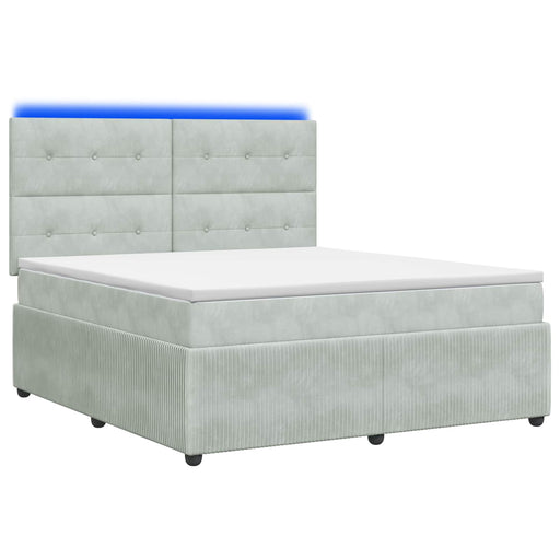 Pat cu arcuri LED și saltea Gri deschis 180 x 200 cm Catifea - WALTI WALTI