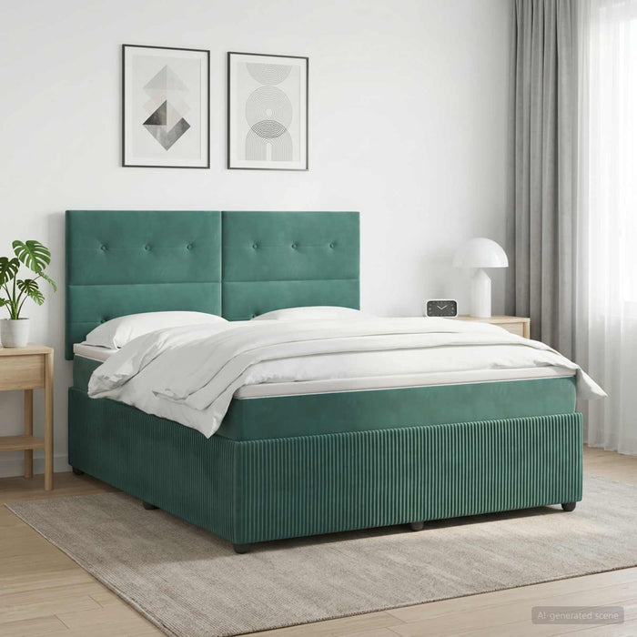 Pat cu arcuri LED și saltea Verde închis 160 x 200 cm Catifea - WALTI WALTI