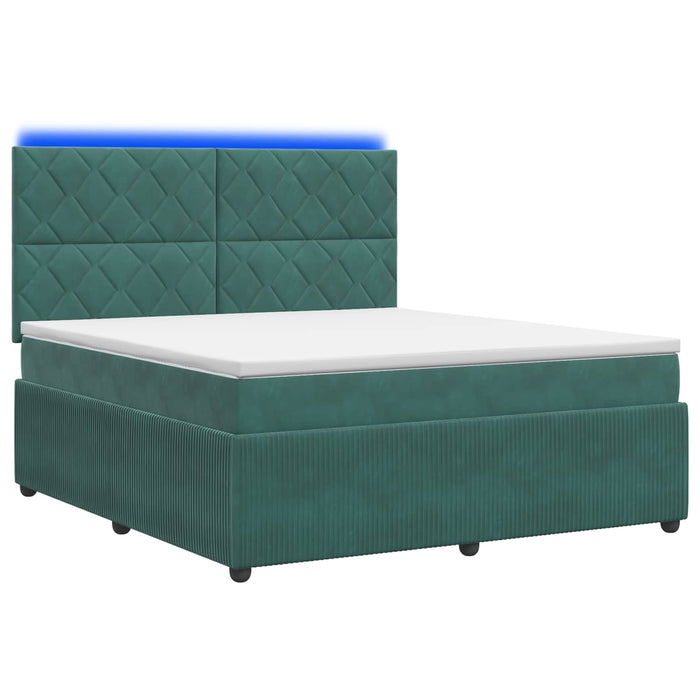 Pat cu arcuri LED și saltea Verde închis 180 x 200 cm Catifea WALTI