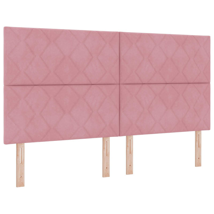 Pat cu arcuri LED și saltea Roz 180 x 200 cm Catifea WALTI