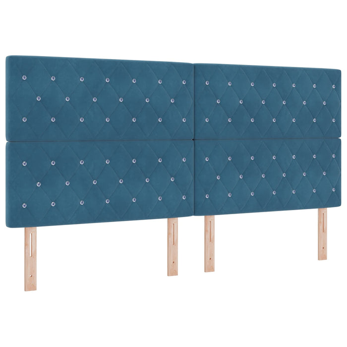 Pat cu arcuri LED și saltea albastru 200 x 200 cm Catifea WALTI