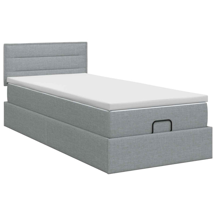 Pat ottoman cu saltea Gri deschis 80 x 200 cm Țesătură WALTI