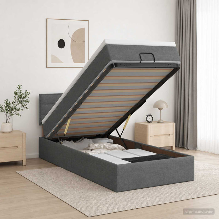 Pat Ottoman cu Saltea și LED Gri închis 90 x 200 cm Țesătură - WALTI WALTI