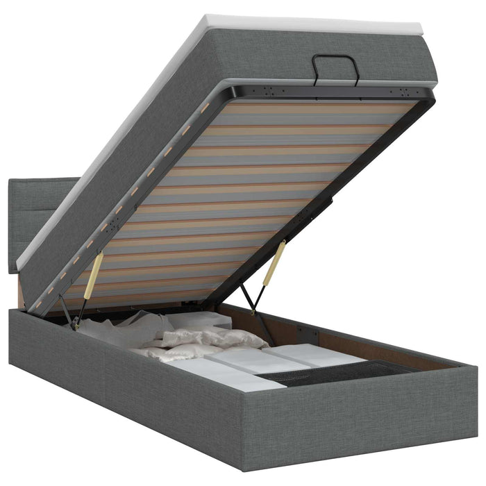 Pat ottoman cu saltea Gri închis 80 x 200 cm Țesătură WALTI