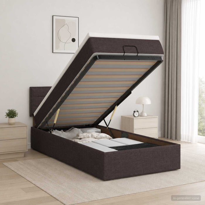 Pat ottoman cu saltea Maro închis 100 x 200 cm Țesătură WALTI