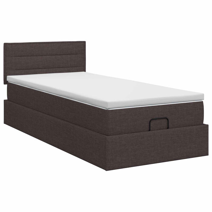 Pat ottoman cu saltea Maro închis 90 x 190 cm Țesătură WALTI