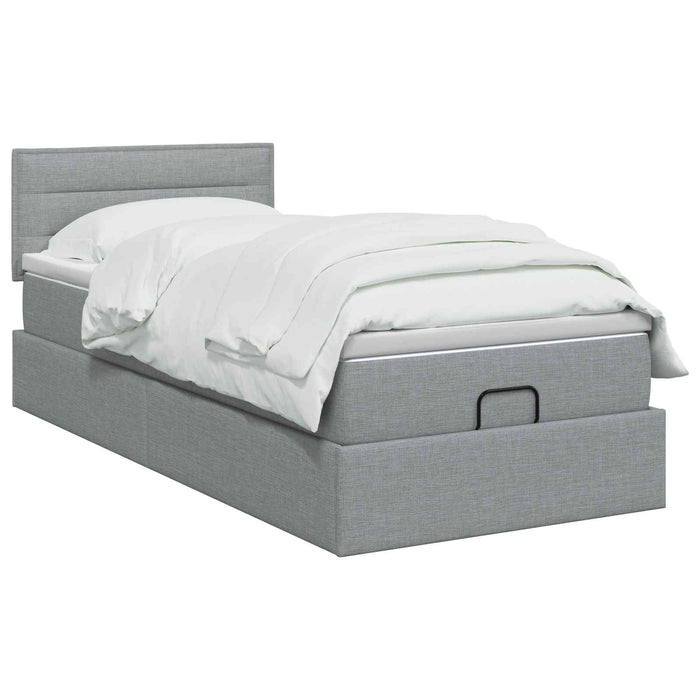 Pat ottoman cu saltea Gri deschis 90 x 200 cm Țesătură WALTI