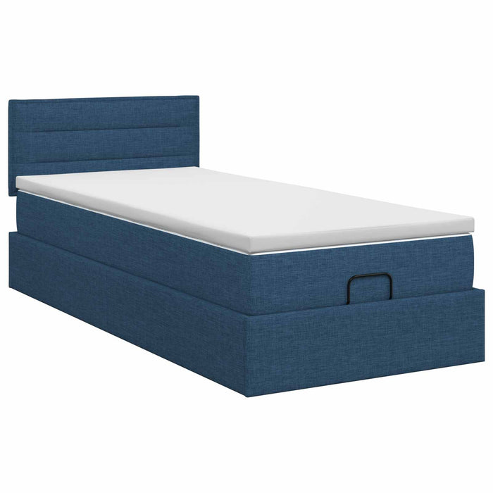 Pat ottoman cu saltea albastru 100 x 200 cm Țesătură WALTI