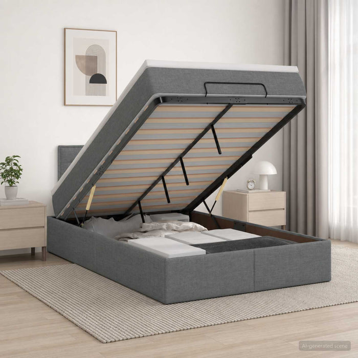 Pat ottoman cu saltea Gri închis 120 x 200 cm Țesătură WALTI