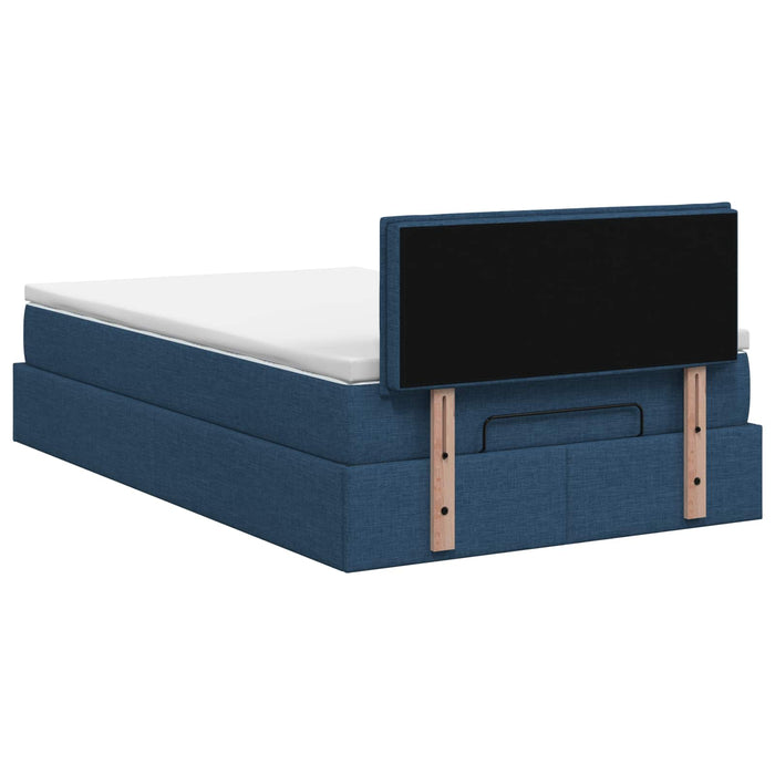 Pat ottoman cu saltea albastru 120 x 200 cm Țesătură WALTI