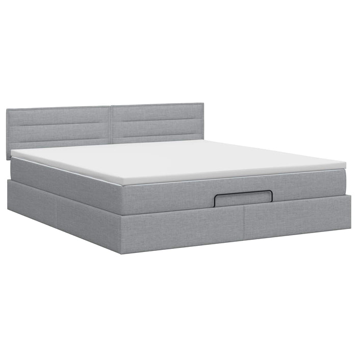 Pat ottoman cu saltea Gri deschis 180 x 200 cm Țesătură WALTI