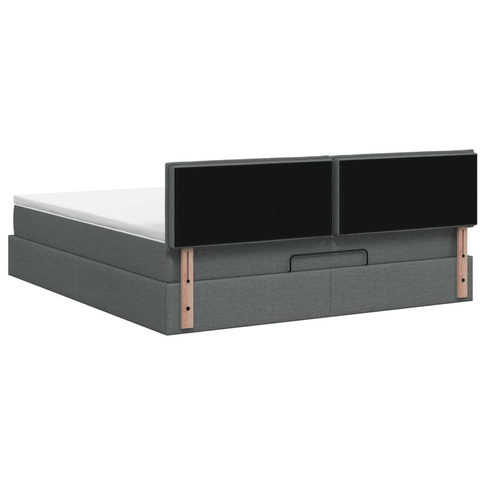 Pat ottoman cu saltea Gri închis 180 x 200 cm Țesătură WALTI