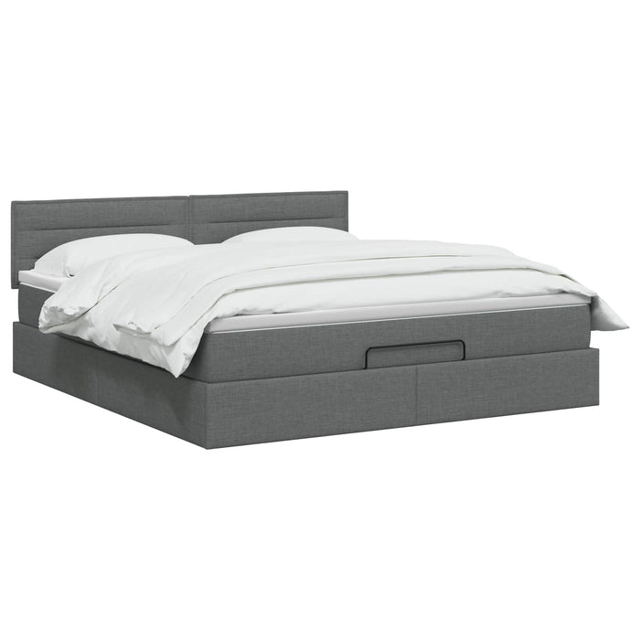 Pat ottoman cu saltea Gri închis 180 x 200 cm Țesătură WALTI