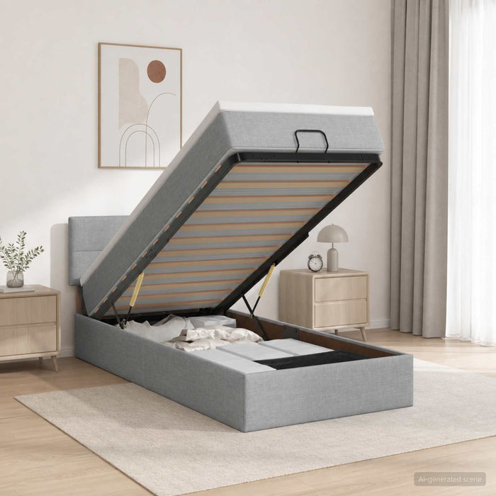Pat Ottoman cu Saltea și LED Gri deschis 80 x 200 cm Țesătură WALTI