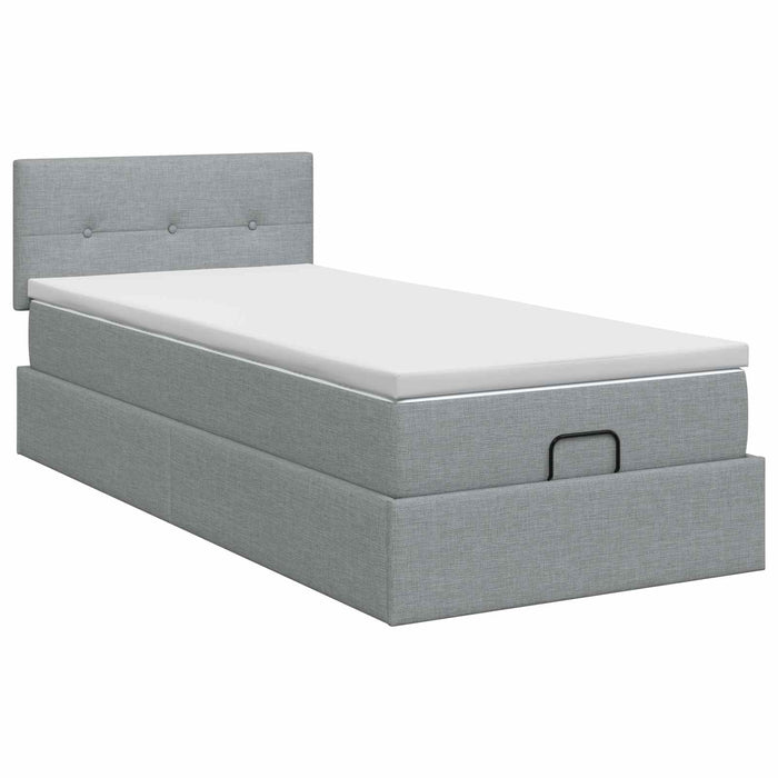 Pat ottoman cu saltea Gri deschis 80 x 200 cm Țesătură - WALTI WALTI