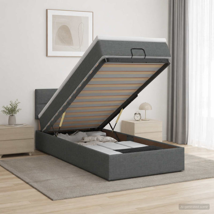 Pat Ottoman cu Saltea și LED Gri închis 90 x 190 cm Țesătură WALTI