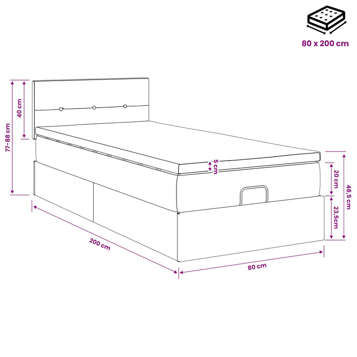 Pat ottoman cu saltea Maro închis 80 x 200 cm Țesătură WALTI