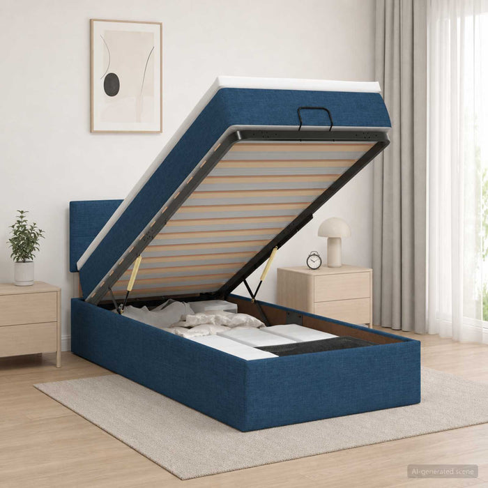 Pat Ottoman cu Saltea și LED albastru 100 x 200 cm Țesătură WALTI