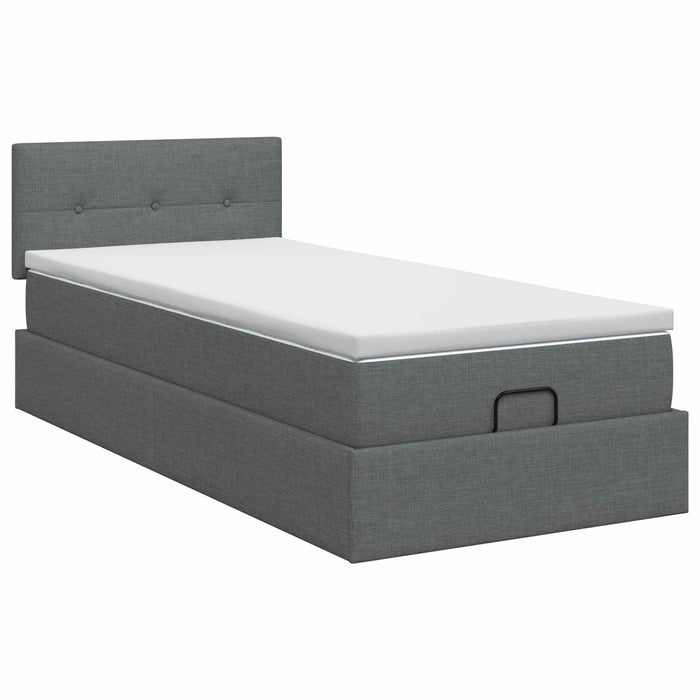 Pat ottoman cu saltea Gri închis 100 x 200 cm Țesătură WALTI