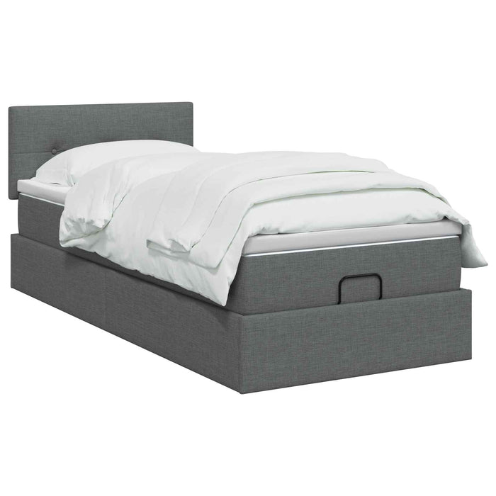 Pat ottoman cu saltea Gri închis 100 x 200 cm Țesătură WALTI