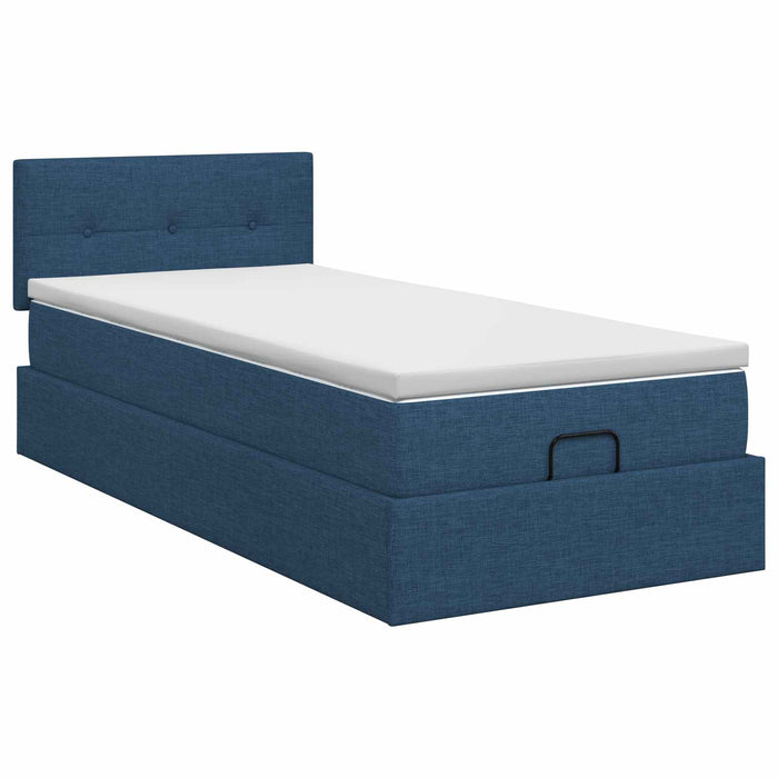 Pat ottoman cu saltea albastru 100 x 200 cm Țesătură - WALTI WALTI