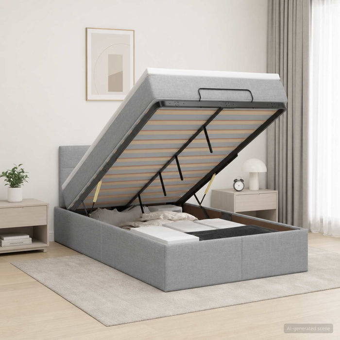 Pat Ottoman cu Saltea și LED Gri deschis 120 x 190 cm Țesătură WALTI