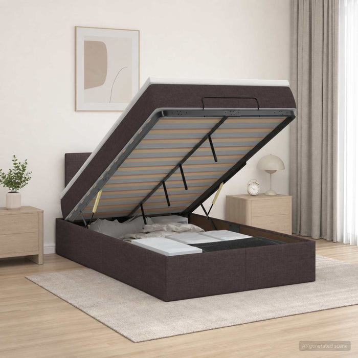 Pat Ottoman cu Saltea și LED Maro închis 120 x 200 cm Țesătură - WALTI WALTI