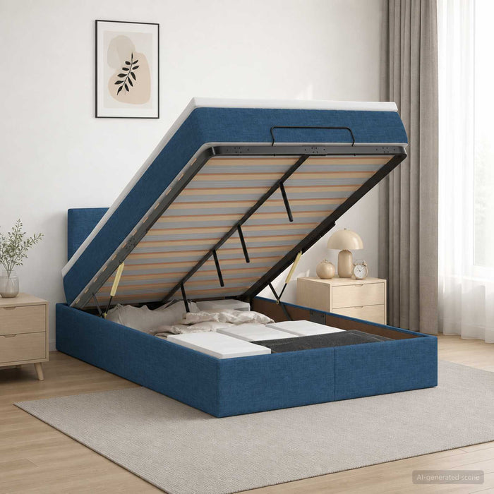Pat Ottoman cu Saltea și LED albastru 120 x 190 cm Țesătură - WALTI WALTI