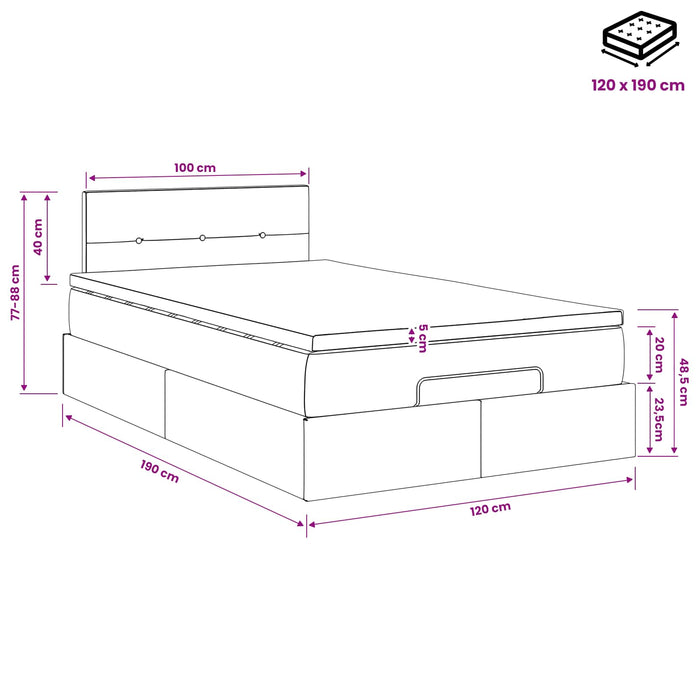 Pat ottoman cu saltea albastru 120 x 190 cm Țesătură - WALTI WALTI