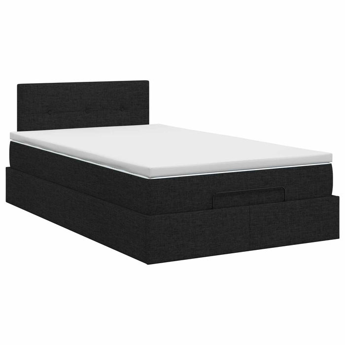 Pat ottoman cu saltea cu headboard Negru 120 x 200 cm Țesătură WALTI