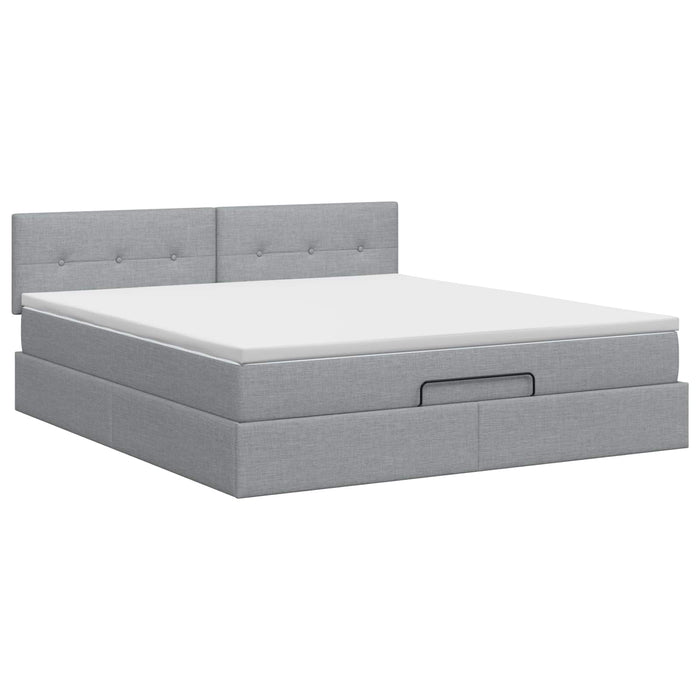 Pat ottoman cu saltea Gri deschis 140 x 200 cm Țesătură WALTI