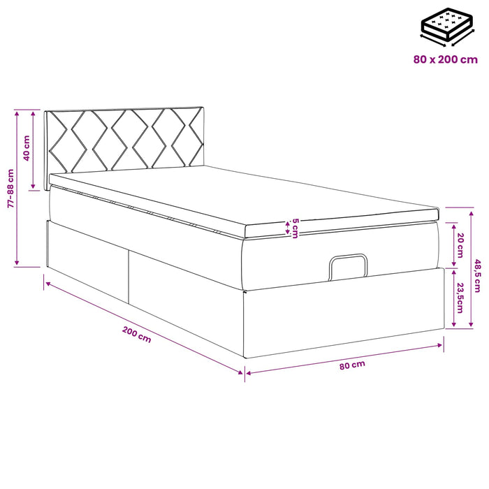 Pat ottoman cu saltea cu headboard Crem 80 x 200 cm Țesătură - WALTI WALTI