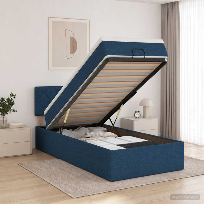 Pat Ottoman cu Saltea și LED albastru 80 x 200 cm Țesătură WALTI