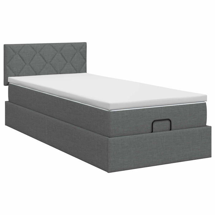 Pat ottoman cu saltea Gri închis 90 x 190 cm Țesătură WALTI