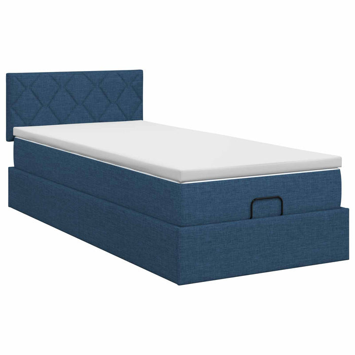 Pat ottoman cu saltea albastru 90 x 200 cm Țesătură WALTI
