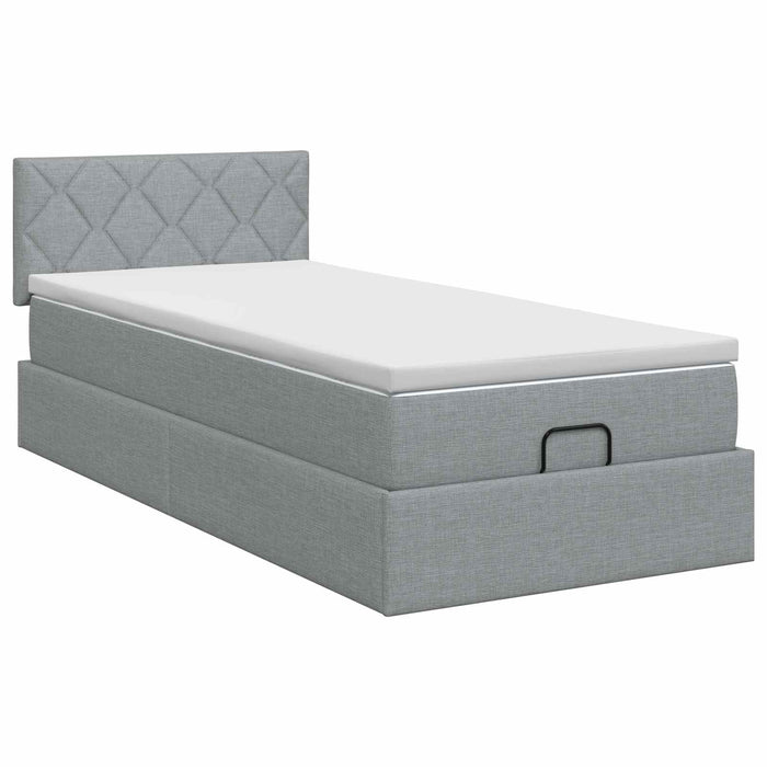 Pat ottoman cu saltea Gri deschis 100 x 200 cm Țesătură WALTI