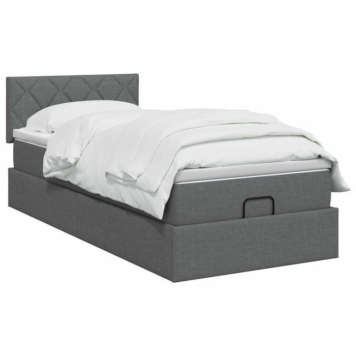 Pat ottoman cu saltea Gri închis 100 x 200 cm Țesătură WALTI