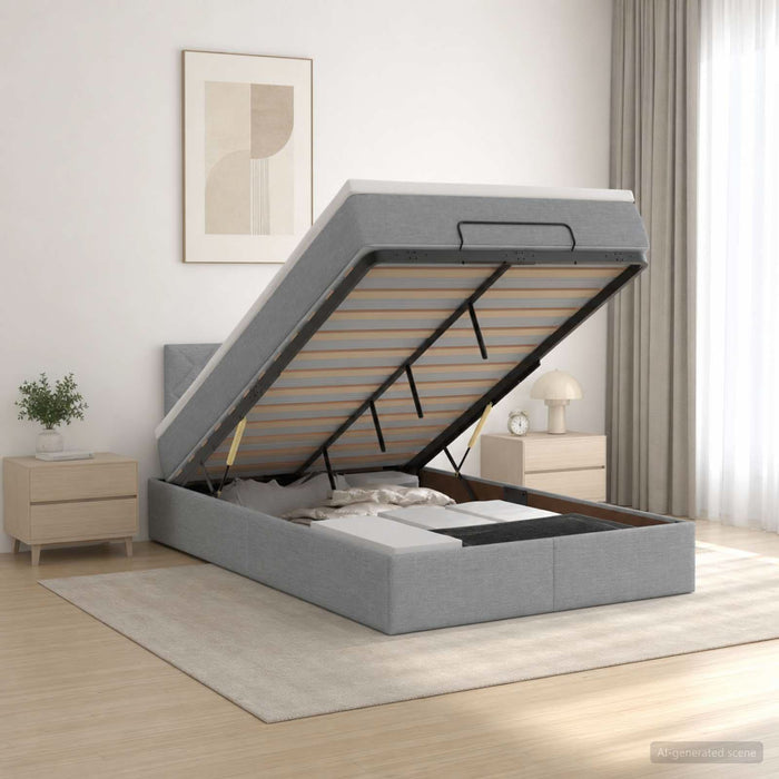 Pat Ottoman cu Saltea și LED Gri deschis 120 x 200 cm Țesătură WALTI