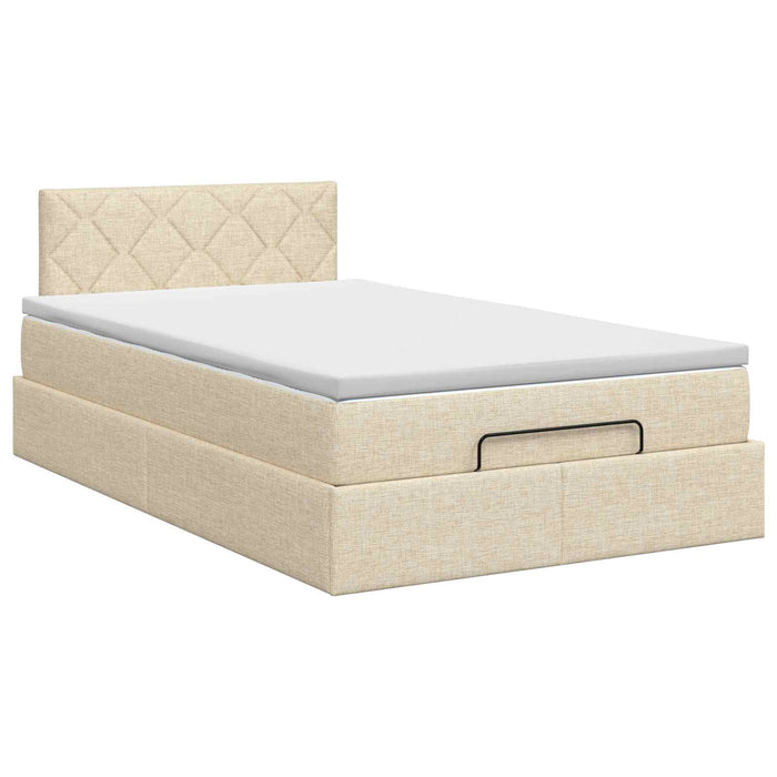 Pat ottoman cu saltea cu headboard Crem 120 x 200 cm Țesătură - WALTI WALTI